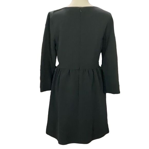 NWT LOFT Ann Taylor Black A Line Dress Long Sleeve Full Zip Ribbed Stretch Sz 8 - Picture 4 of 6